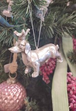 Christbaumschmuck Dackel Krone Teckel Dachshund silber 8 x 3 x 6 cm 