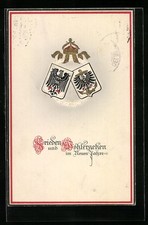 Präge-AK Wappen, Goldene Krone, Neujahrsgruß 1914 