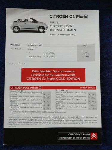 Citroen pluriel preisliste - c3,