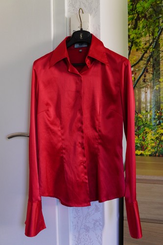 Taillierte langarm satin bluse - taillierte,