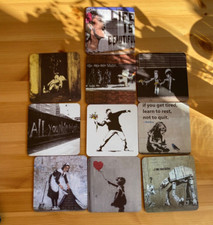 Art Okay Banksy-Untersetzer, Bedruckt, 10 Stück, 11 cm x 11 cm