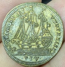 Seltene Nürnberger Gegenmedaille Schiff, Sonne und Mond PIV N 137177. #G8