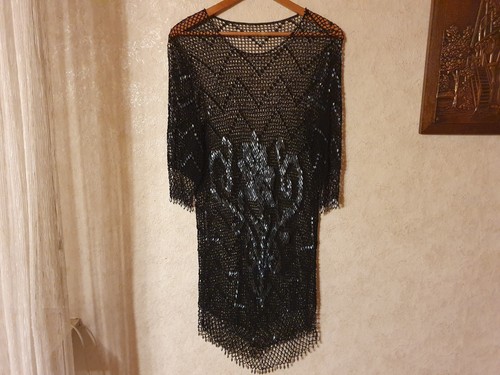 Netzkleid mit perlen und - netzkleid,
