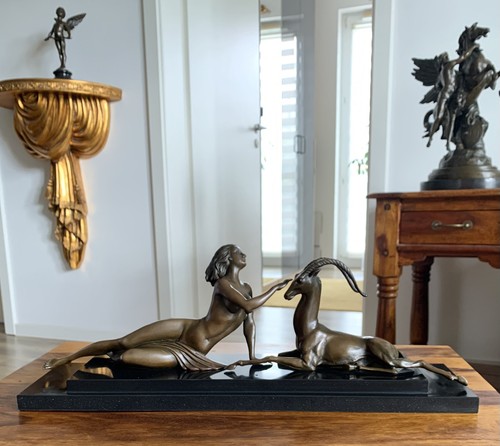 Art déco bronzeskulptur frau - bronzeskulptur,