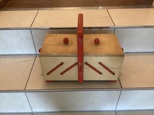 Alter Holz Kasten Nähkasten Aufbewahrungs-Kiste Sortier-Box