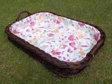 Serviertablett Tablett  aus Weide mit Innenfutter, dunkelbraun