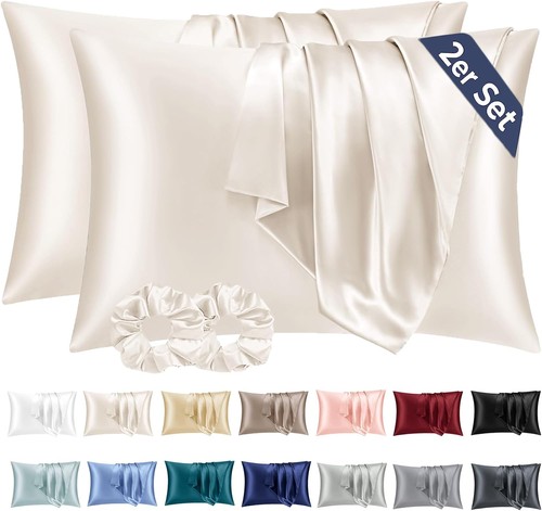 Satin kissenbezug 50x80 beige - satin,