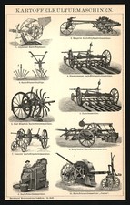 Druck 1896 - Kartoffel - Pflanzmaschine Erntemaschine Legemaschine Agrarmaschine