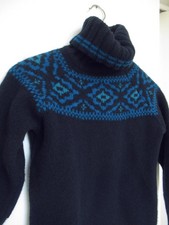 Pullover Norwegerpullover Wolle Merino dunkelblau blau türkis Devold XS 34