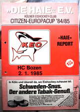KÖLNER HAIE - EUROPACUP 1984/85 - PROGRAMMHEFT - KÖLNER EC - HC BOZEN