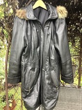 Leder Parka Damen schwarz Größe 36 (eher 38, 40 bitte Maße beachten!)