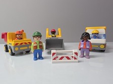 Playmobil 123 Baustelle Fahrzeuge Bagger Kipplaster Bauarbeiter Set Kleinkind