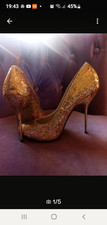 SEXY ELEGANTE 12cm  Gold Glitzer HIGH HEELS Gr 40