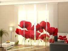 Foto-Schiebegardine rote Mohnblumen, Flächenvorhang mit Motiv, Gardine auf Maß