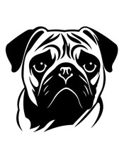 2X Pug Dogs Car Decal Sticker