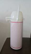 Isolierkanne, Pumpkanne, 1,5 ltr. weiss mit Streifen