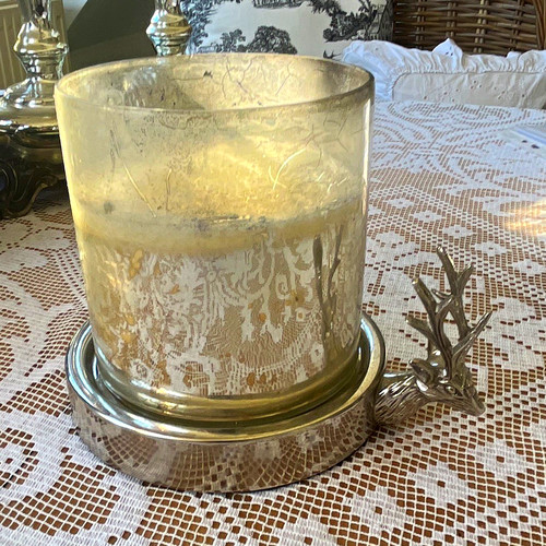 Glas windlicht mit metallfuß - mit,