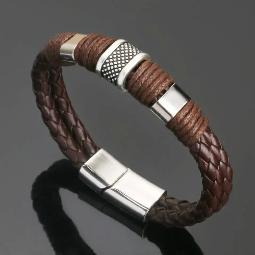 Herren lederarmband schwarz - schwarz, /