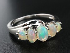 GJ69 * DESIGN RING (21) 5x ÄTH. AFRIKA OPAL SUPER *FEUER* OVAL 925er SILBER
