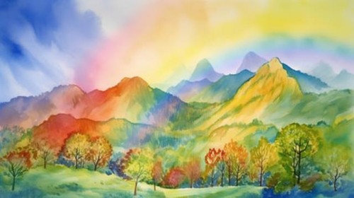 Wandbild aquarelllandschaft - wandbild:,