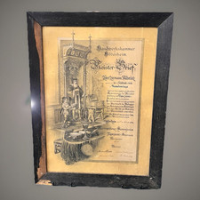 Antiker Meisterbrief Tapeziermeisterbrief 1934 RAR Antik Im Originalrahmen