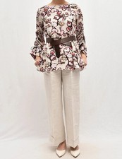 Dorothee Schuhmacher Seidenbluse Rosa Beige Braun Blumen 2 XS 34 36 38