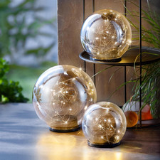 Solarkugeln Smoky 3er-Set, amber Solar LED Beleuchtung Garten Dekoration Deko