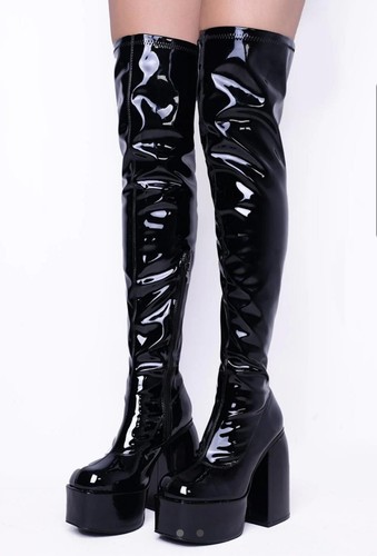 Damenstiefel schwarz lack - damenstiefel,