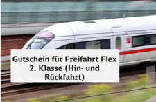 Flex Hin- und Rückfahrt 2. Klasse Deutsche Bahn DB Freifahrt Gutschein 