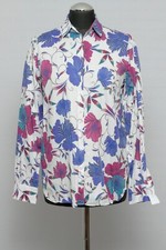 180 01/330 ETERNA Damen Marken Bluse  weiß blau pink bunt Blumen Gr. 38 Langarm