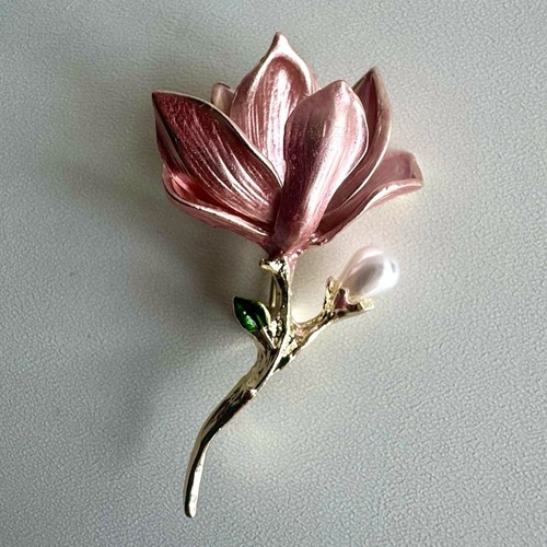 Vintage blumen brosche rosa - vintage,