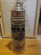 Steinkrug mit Zinndeckel 39cm