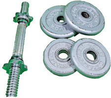 Hantelset Stange + 4 Hantelscheiben Gesamtgewicht 7,5 kg silber robust