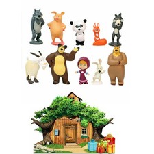 10pcs Mascha und der Bär Actionfigur Zeichentrickfiguren Puppe Spielzeug mGift