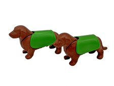 Playmobil 2 rotbraune Dackel mit Decke Hund Tier Förster Wald Oma Opa Großeltern