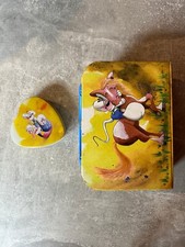 Diddl Koffer + Dose (Spielzeug 2000er, Motiv: Pferd und Schnecke)