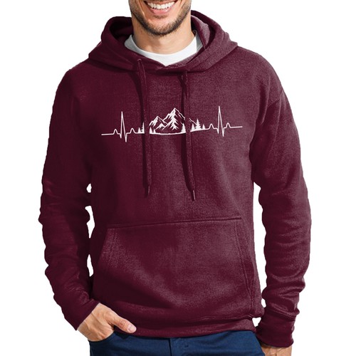 Herren hoodie heartbeat alpen - herren,