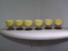 6 St. Eierbecher, Keramik, handbemalt, vintage