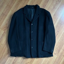 Crombie Schwarzer Mantel aus reiner Schurwolle Herren Größe XL