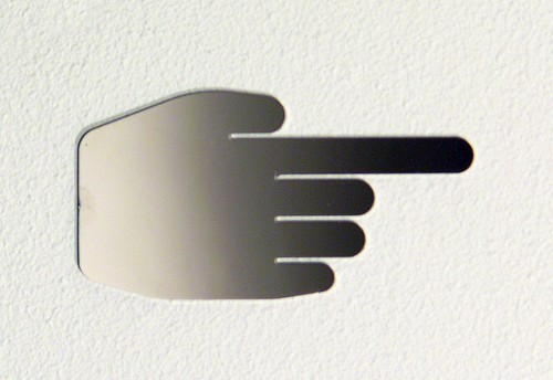 Türschild pfeil hand nach - hand,