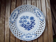 Hutschenreuther Teller/Wandteller Zwiebelmuster Durchbruch Gebäck/Obst  Ø 25,5