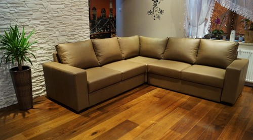 Braun echtleder ecksofa - braun,