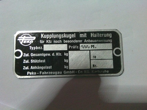 Typenschild ahk peka - typenschild,