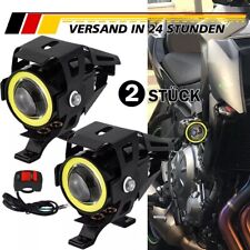 2x Motorrad LED Zusatzscheinwerfer Scheinwerfer mit Angel Eye Fernlicht Fog Lamp