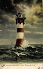 Ak Butjadingen Wesermarsch, Roter Sand Leuchtturm vor der Wesermündung - 4873362