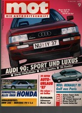 Zeitschrift MOT Auto #9 von 1987 Audi 90 Honda Renault 19 Fiat Croma