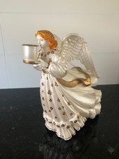 Dekorativer Kerzenhalter Engel (Kunststoff weiß/gold)