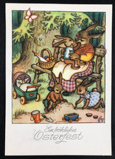 AK - Künstlerkarte Ernst FAY (*1910) - Osterhasen Familie