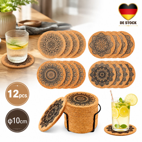 12er set kork untersetzer - kork,