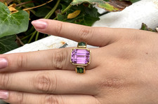 Kunzit Ring 13 ct aus Gold 585   / Gr 53